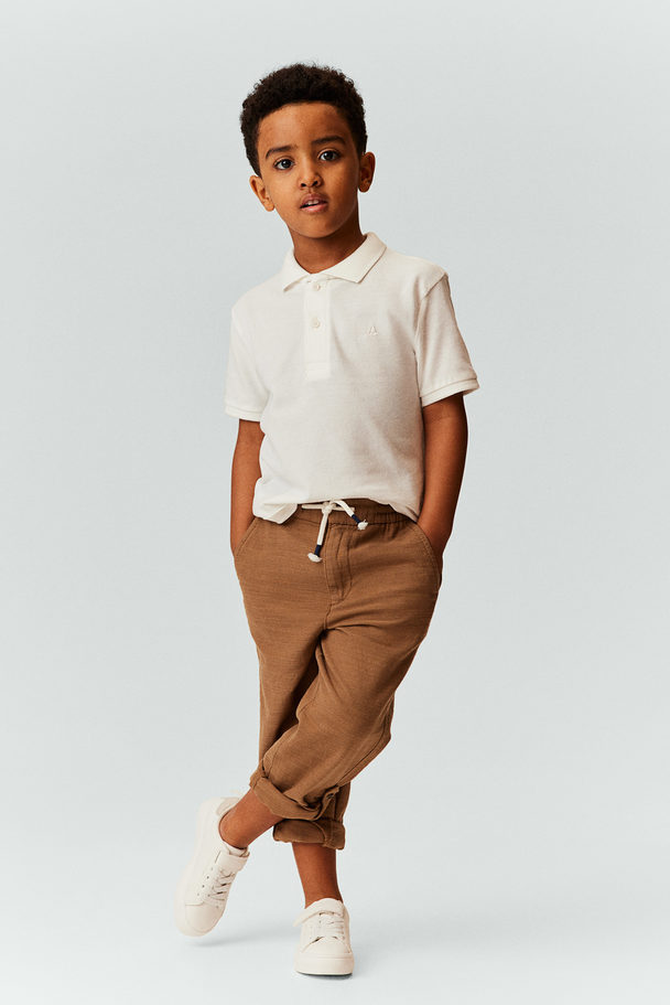H&M Loose Fit Roll-up Trousers Brown