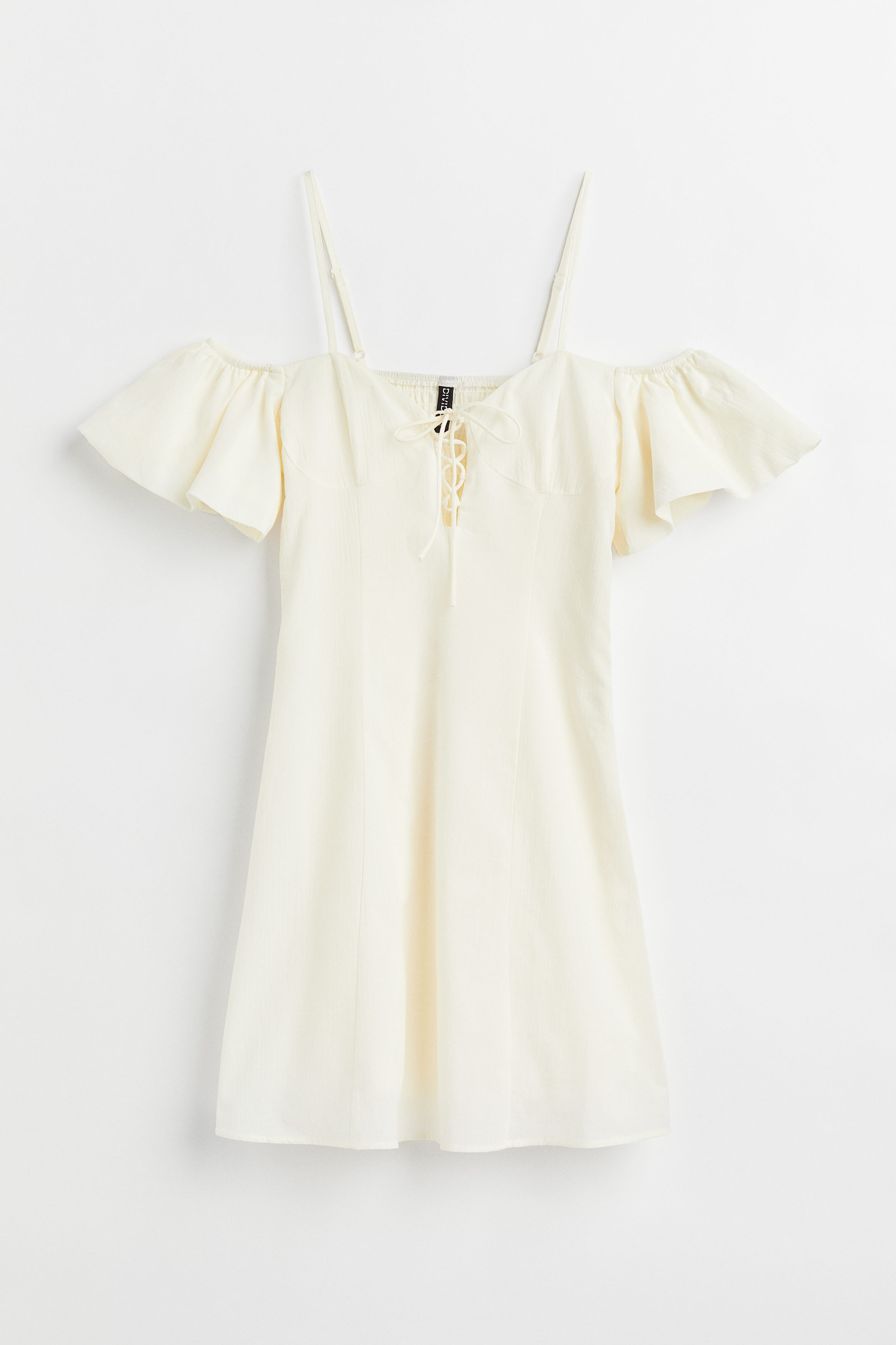Billede af H&M Cold Shoulder-kjole Med Blondedetalje Creme, Hverdagskjoler. Farve: Cream I størrelse 34