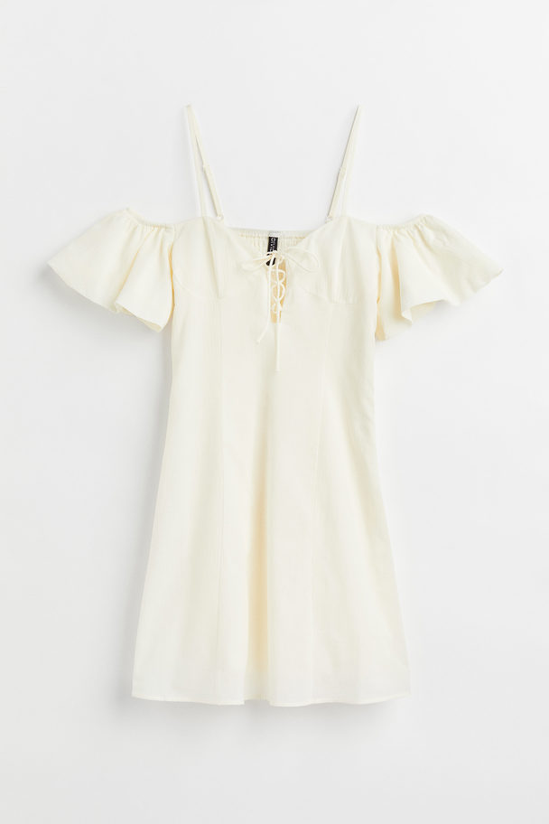 H&M Cold Shoulder Lacing-detail Dress Cream