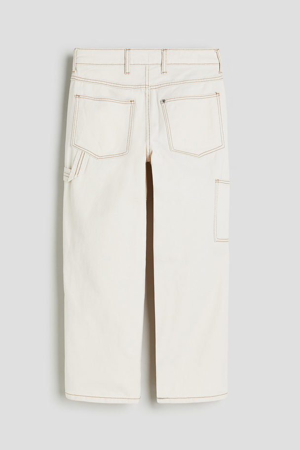 H&M Baggy Fit Carpenter Jeans Natural White