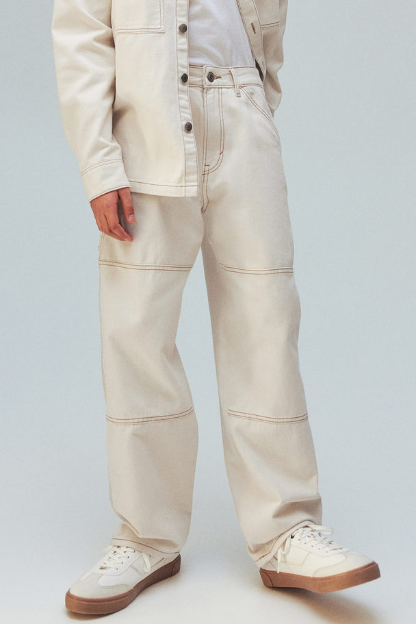 H&M Carpenter Jeans Baggy Fit Naturhvid
