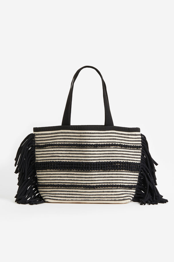 H&M Jacquard-weave Shopper Black/patterned