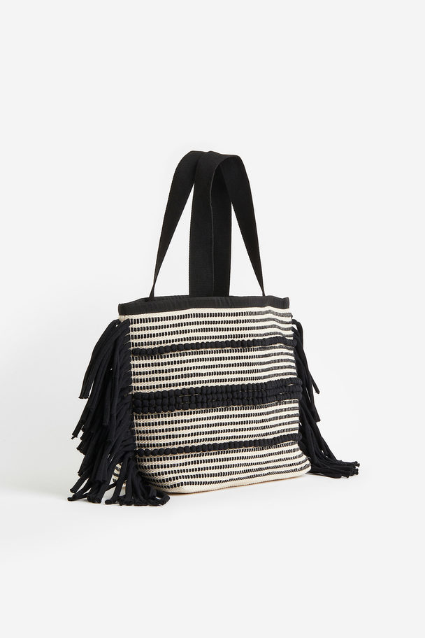 H&M Jacquard-weave Shopper Black/patterned