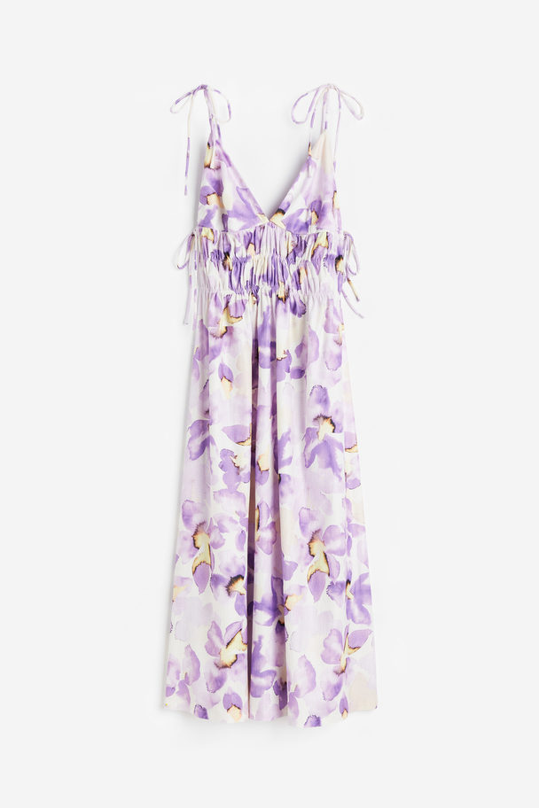 H&M Tie-detail Dress Lilac/floral