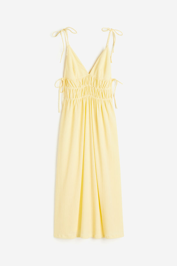 H&M Tie-detail Dress Light Yellow