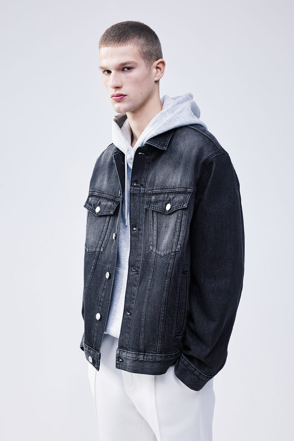 H&M Relaxed Fit Denim Jacket Dark Denim Grey