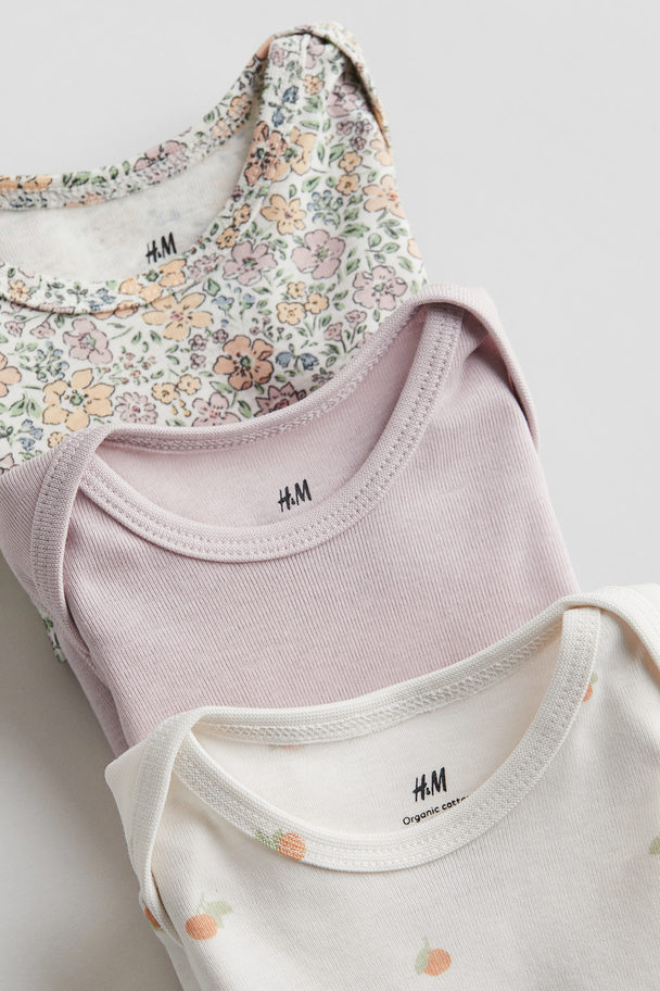 H&M 6-piece Cotton Jersey Set Light Pink/floral