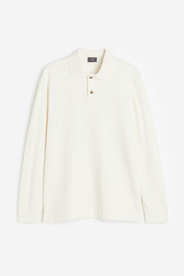 H&M Poloshirt mit Struktur in Regular Fit Weiß