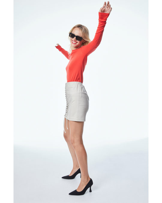 H&M Lacing-detail Skirt Light Beige