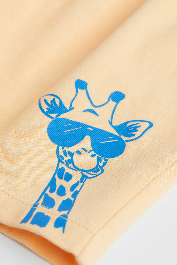 H&M Tricot Short Lichtgeel/giraf