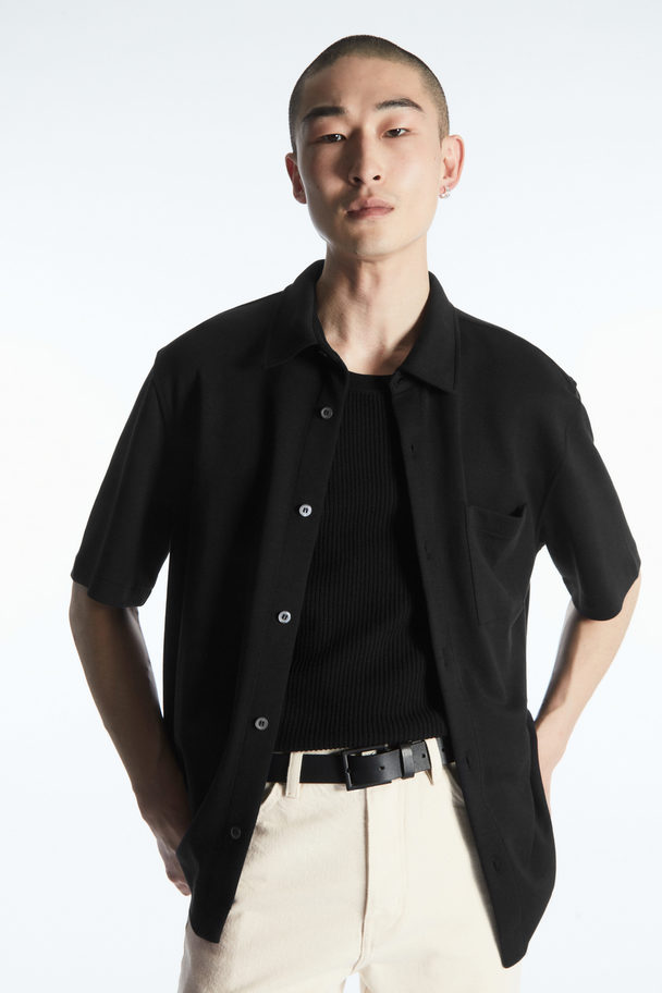 COS Short-sleeved Jersey Shirt Black