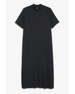 Zwarte Maxi-jurk Met Splitjes Zwart