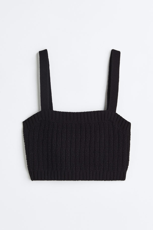 H&M Knitted Crop Top Black
