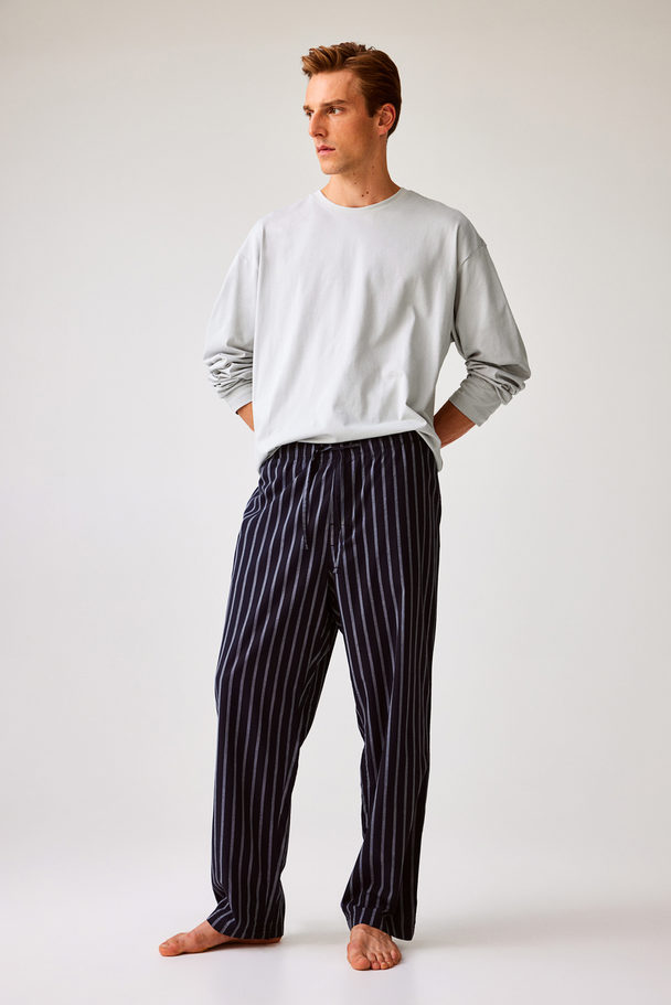 H&M Katoenen Pyjama - Relaxed Fit Grijs/marineblauw