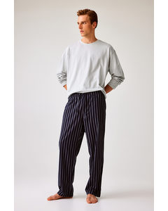 Katoenen Pyjama - Relaxed Fit Grijs/marineblauw