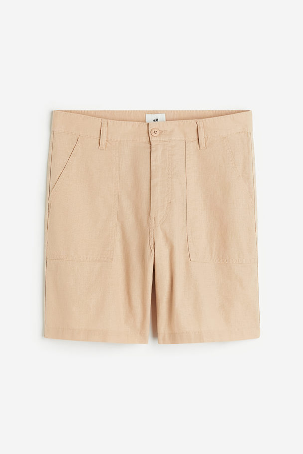 H&M Shorts aus Leinenmix Relaxed Fit Beige