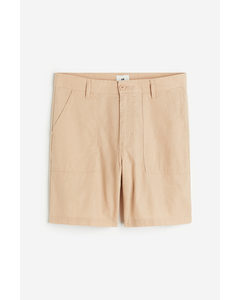 Relaxed Fit Linen-blend Shorts Beige