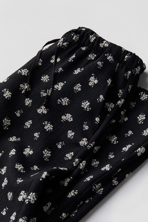 H&M Pull-on Trousers Black/floral