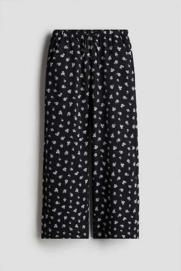 H&M Pull-on Trousers Black/floral