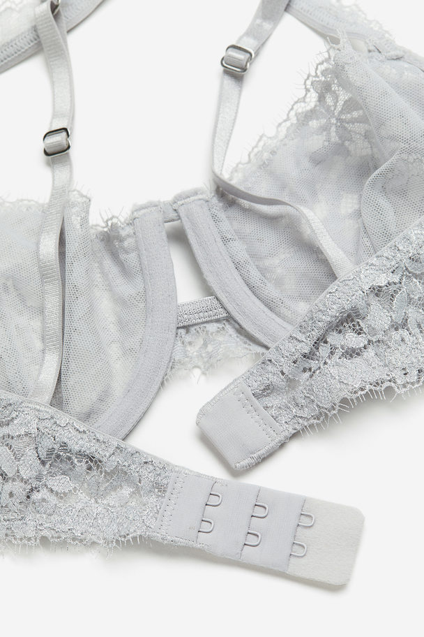 Non-padded Lace Balconette Bra Grey Grey – For 7 EUR