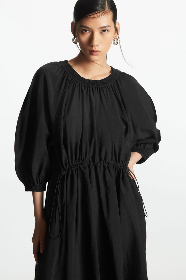 COS Volume-sleeve Midi Dress Black