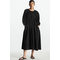 Volume-sleeve Midi Dress Black