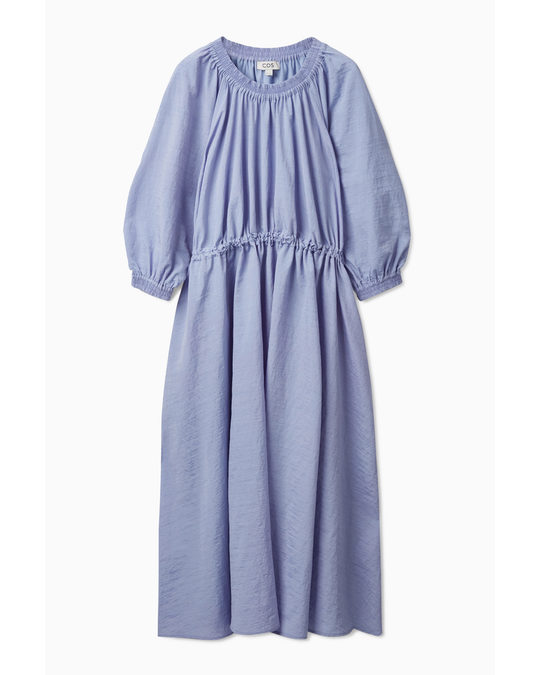 COS Volume-sleeve Midi Dress Light Blue