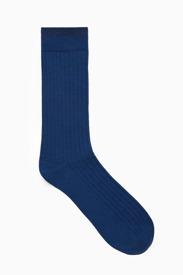 COS GERIPPTE WOLLSOCKEN NAVYBLAU