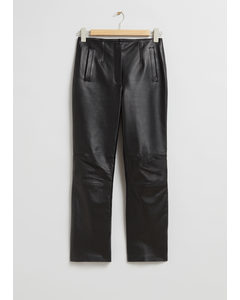 Cropped Leather Trousers Black