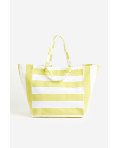 Cotton Canvas Beach Bag Yellow/striped