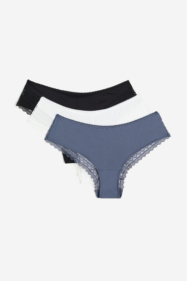 H&M Set Van 3 Slips Van Microvezel - Hipster Zwart/wit/donkerblauw