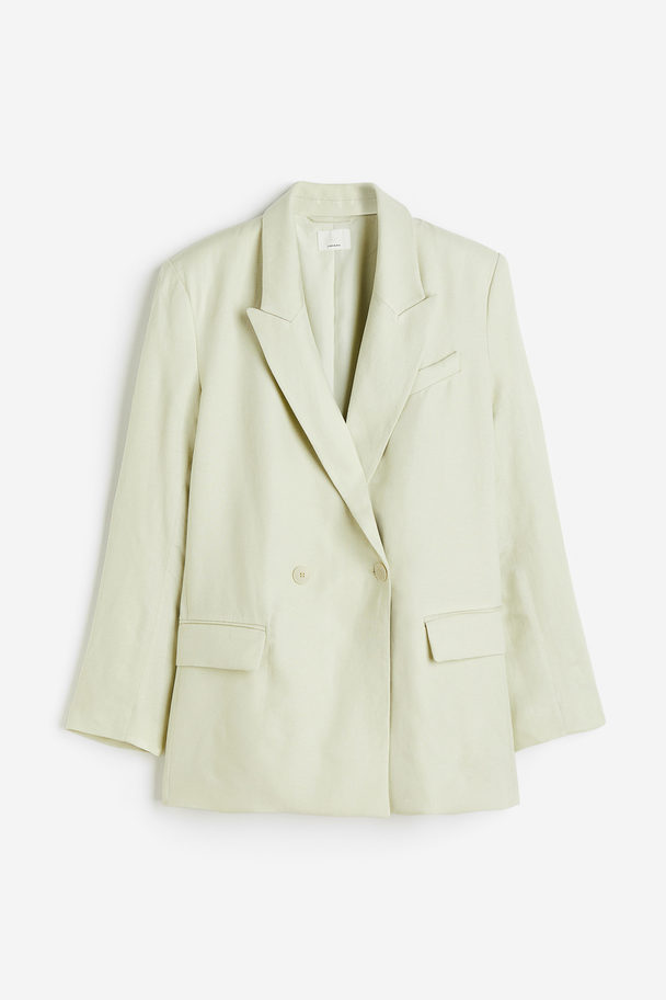H&M Double-breasted Blazer Light Green