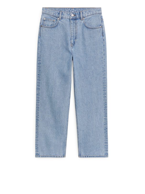 ARKET Straight Cropped Non-stretch Jeans Light Blue