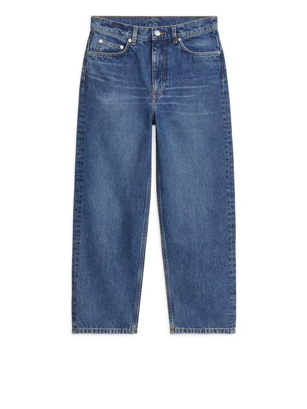 Arket Straight Cropped Jeans Uden Stræk Blå