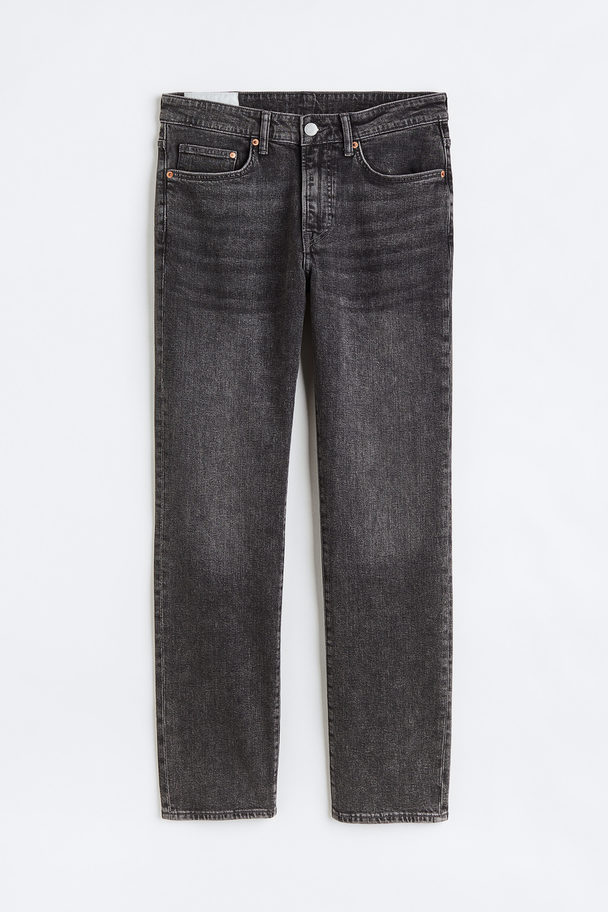 H&M Straight Regular Jeans Donker Denimgrijs