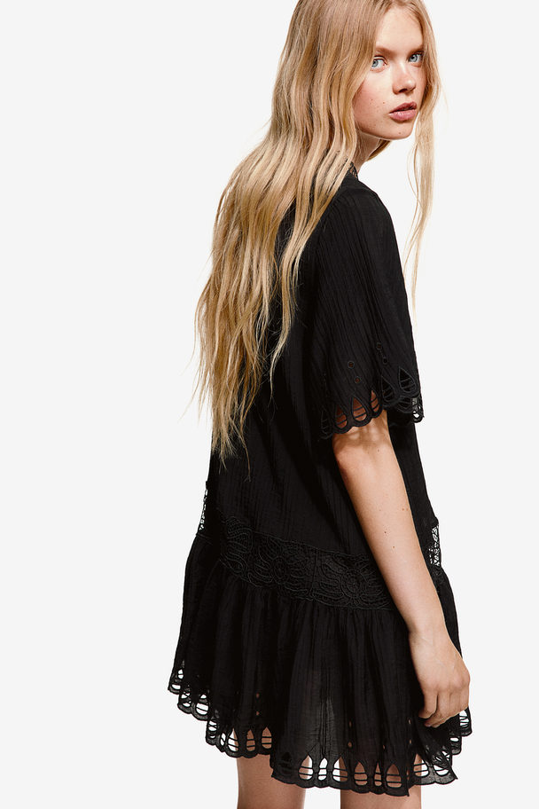 H&M Embroidered Dress Black