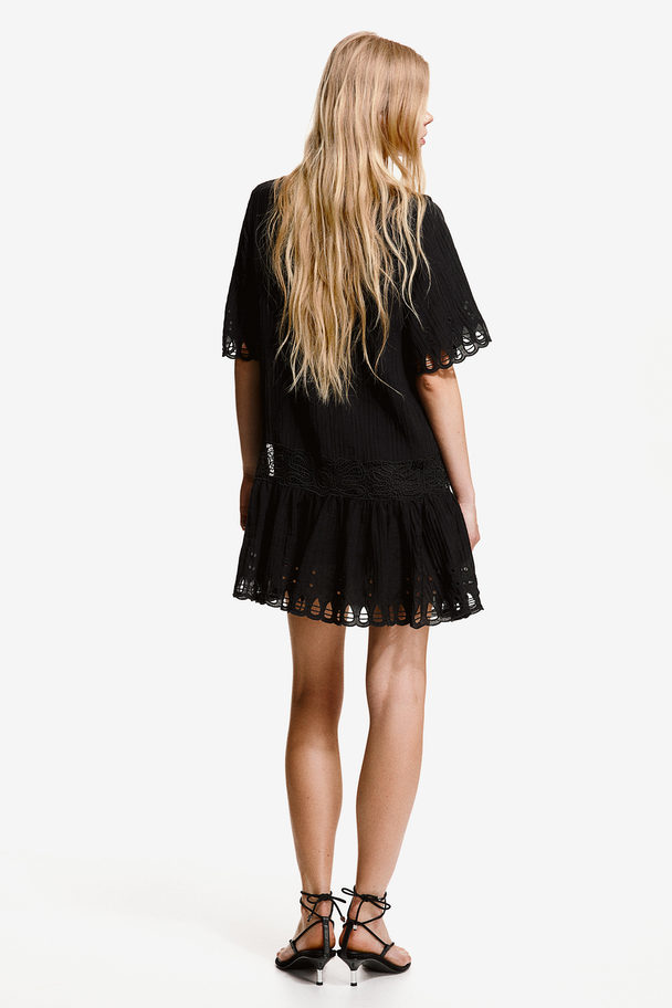 H&M Besticktes Kleid Schwarz