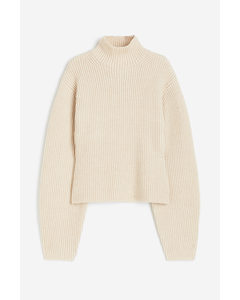 Rib-knit Turtleneck Jumper Light Beige