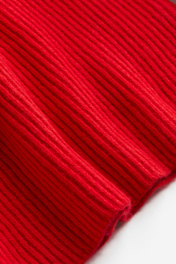 H&M Gerippter Pullover mit Turtleneck Rot