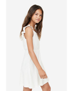 Kleid mit Volants Weiß
