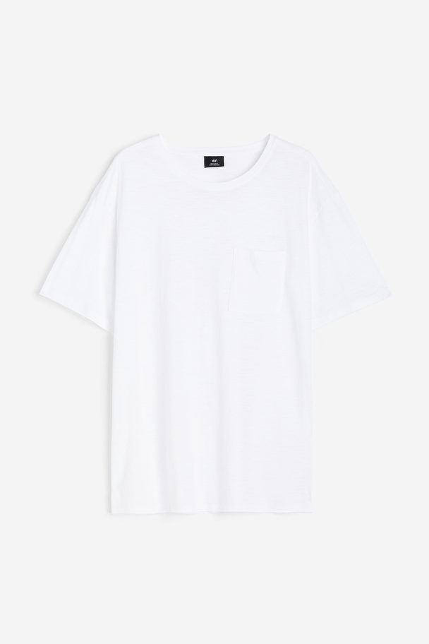 H&M Regular Fit Pocket-detail T-shirt White