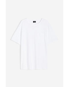T-Shirt mit Tasche Regular Fit Weiß