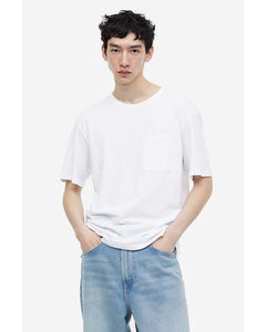 Regular Fit Pocket-detail T-shirt White