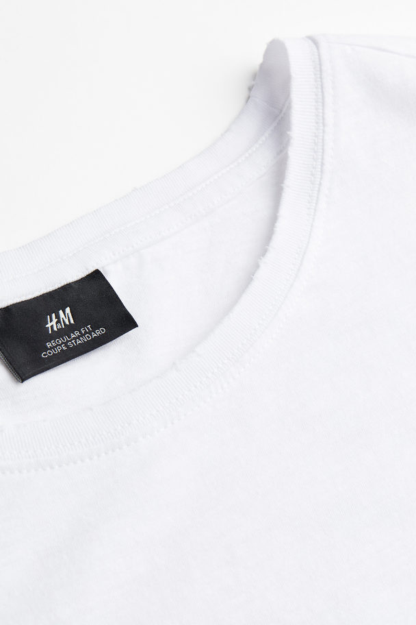 H&M T-shirt Met Borstzak - Regular Fit Wit