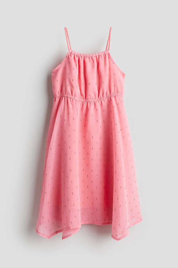 H&M Asymmetrisk Chiffongklänning Rosa/mönstrad