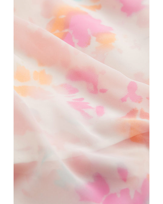 H&M Asymmetric Chiffon Dress Light Pink/tie-dye