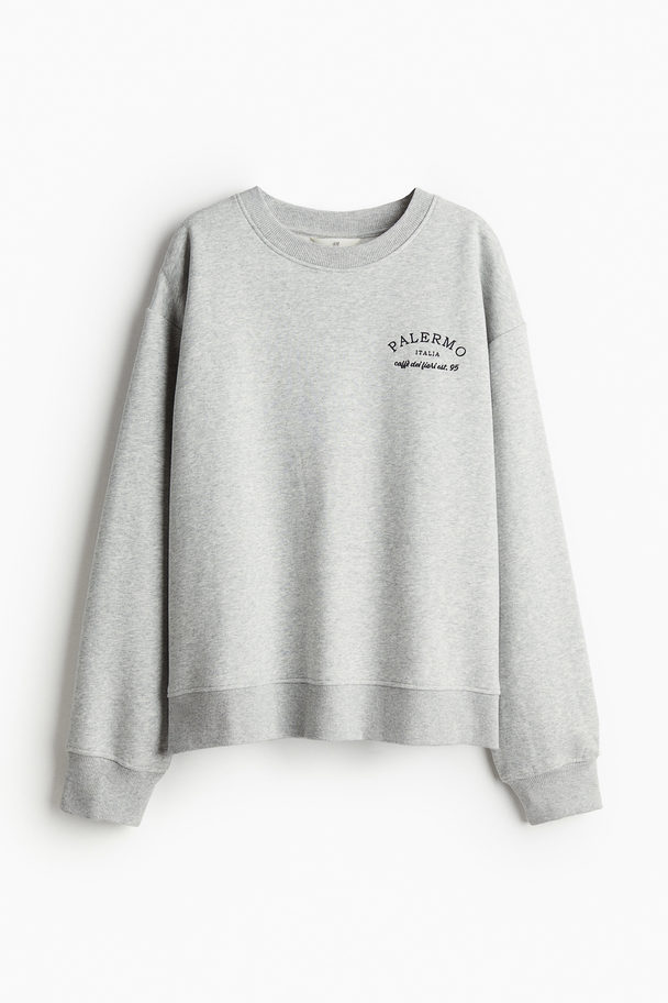 H&M Sweatshirt mit Rundausschnitt Hellgraumeliert/Palermo