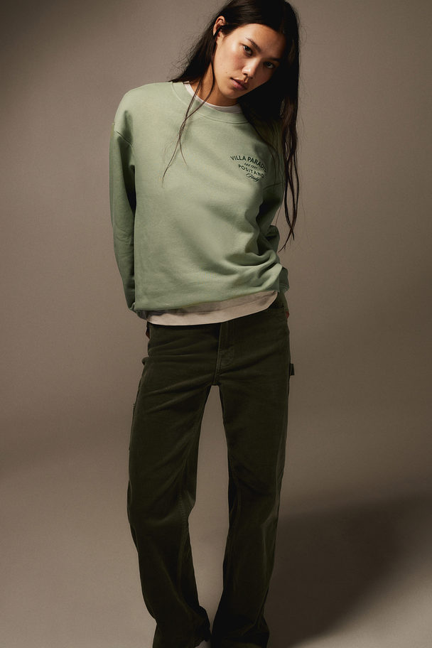 H&M Sweatshirt mit Rundausschnitt Hellgrün/Positano