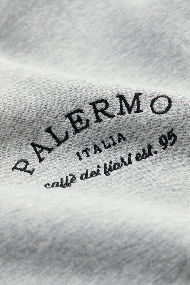 H&M Sweatshirt mit Rundausschnitt Hellgraumeliert/Palermo