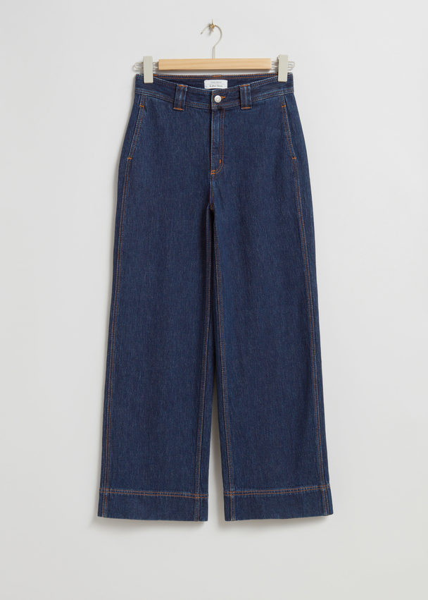 & Other Stories Jeans mit hohem Bund und weitem Bein Dark Blue Wash